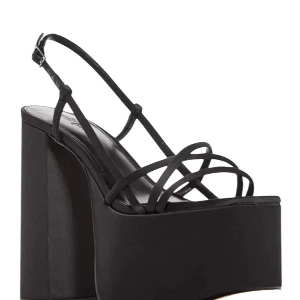 Cult Gaia Moriah Platform High Block Heel Sandal Black Size 8 New In Box